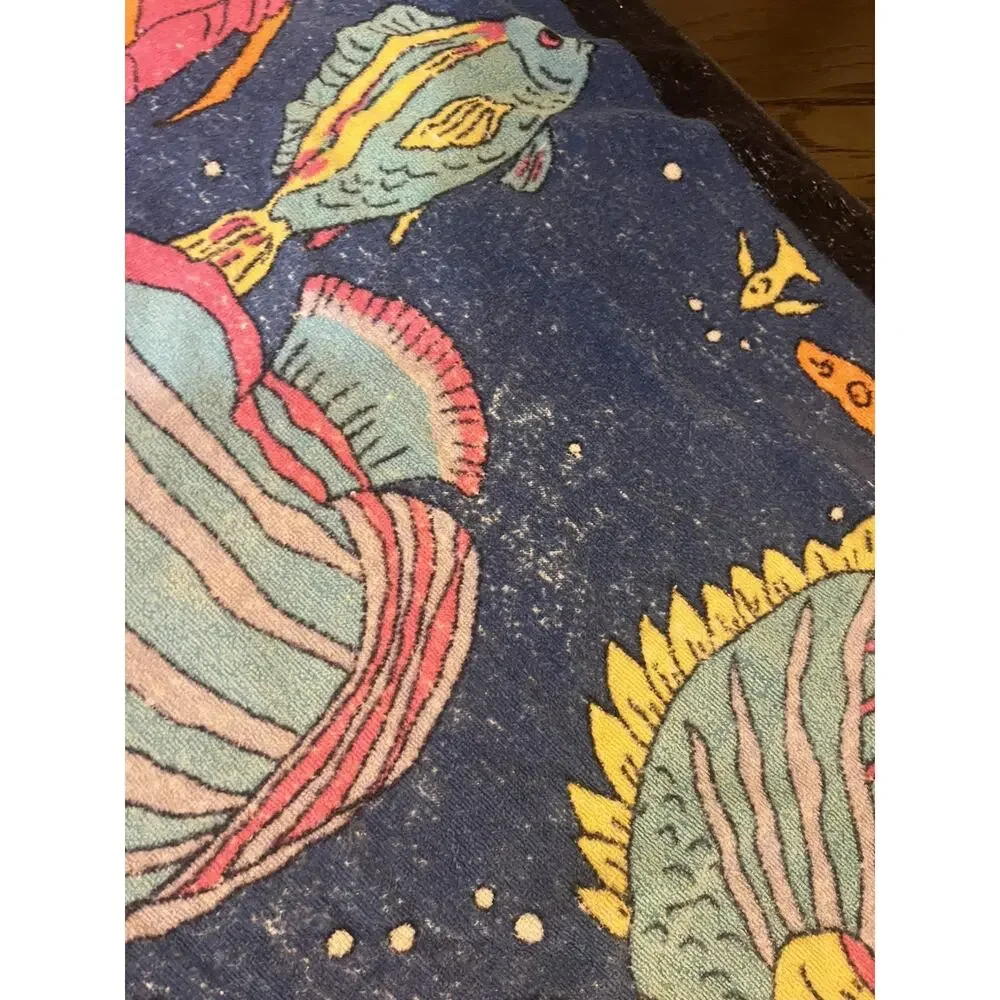 Cecil Saydah Vintage Beach Towel Tropical Fish Ocean Sea Life Coral Reef